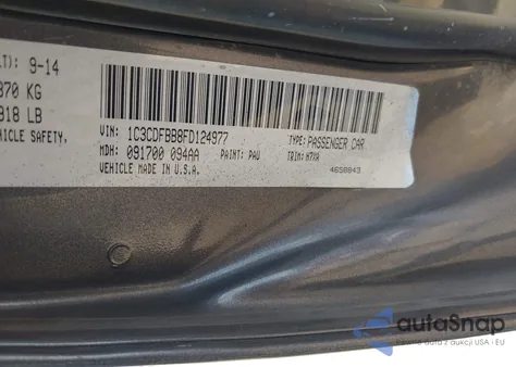 2015 Dodge Dart Sxt из США, поврежденный, VIN 1C3CDFBB8FD124977